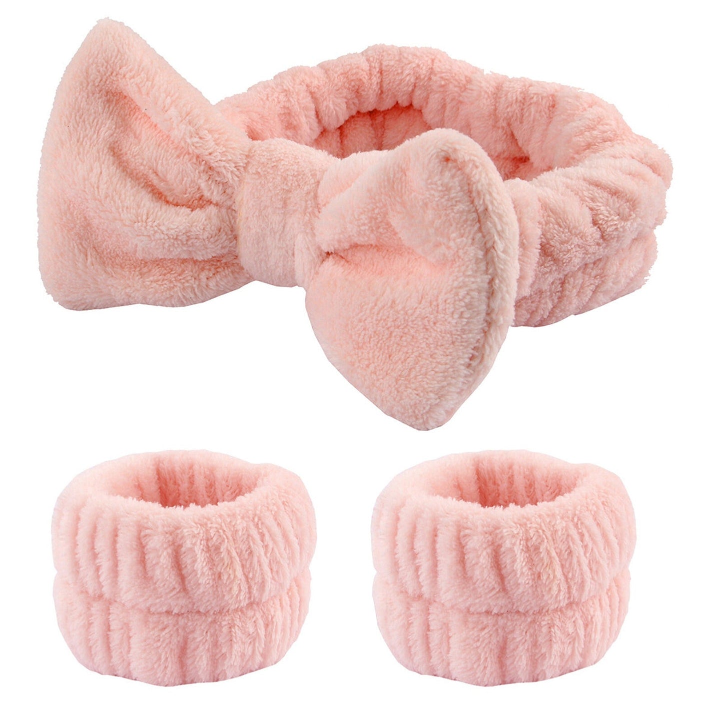 Absorbent Spa Wristbands and Headband Set for Face Washing