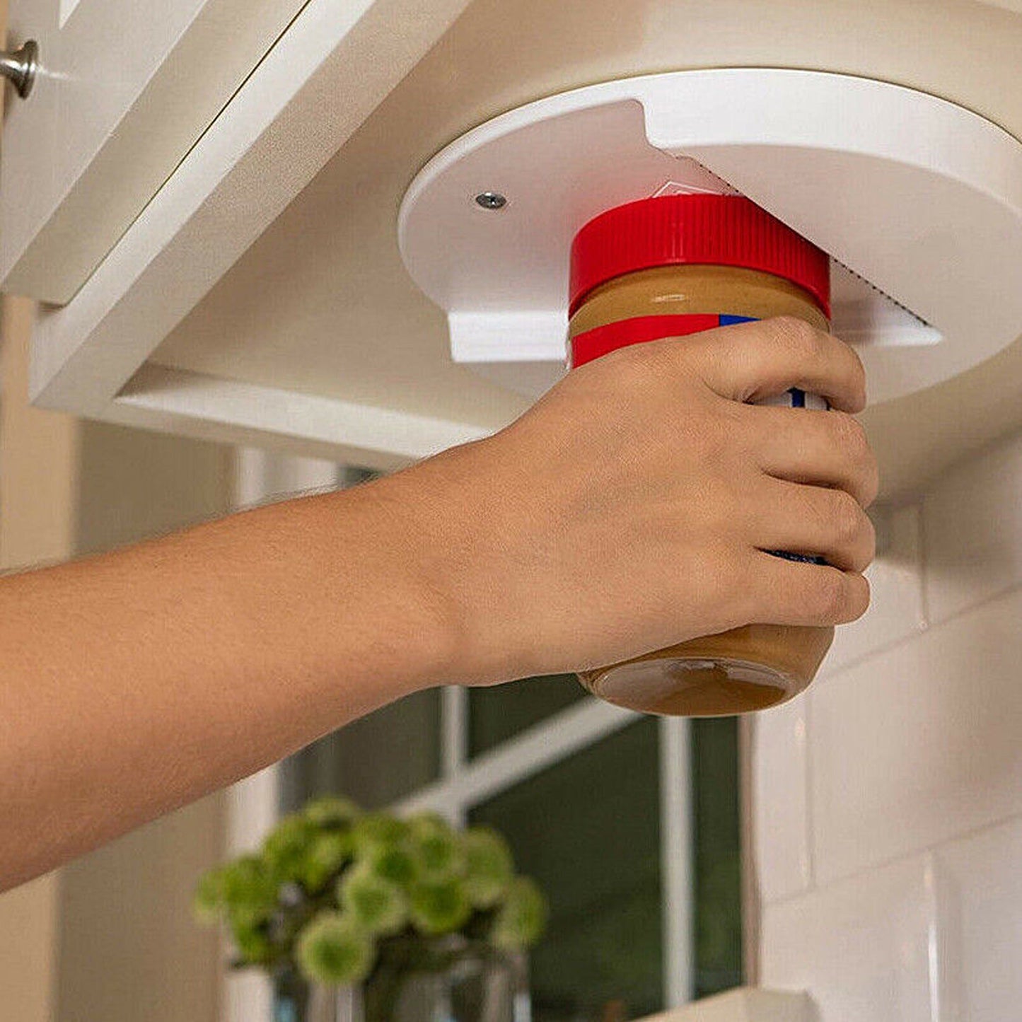 Under Cabinet Multi-Use Jar Opener and Bottle Lid Gripper for Kitchens