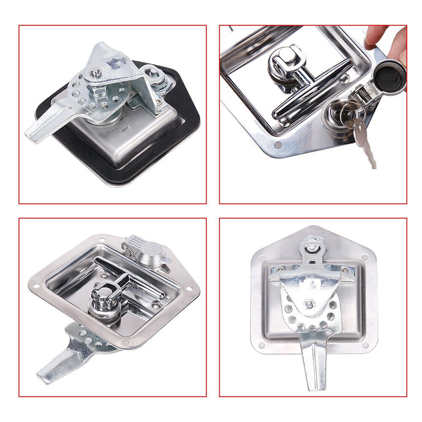 Stainless Steel Locking Handle for Trailer Tool Box - 2x Keys