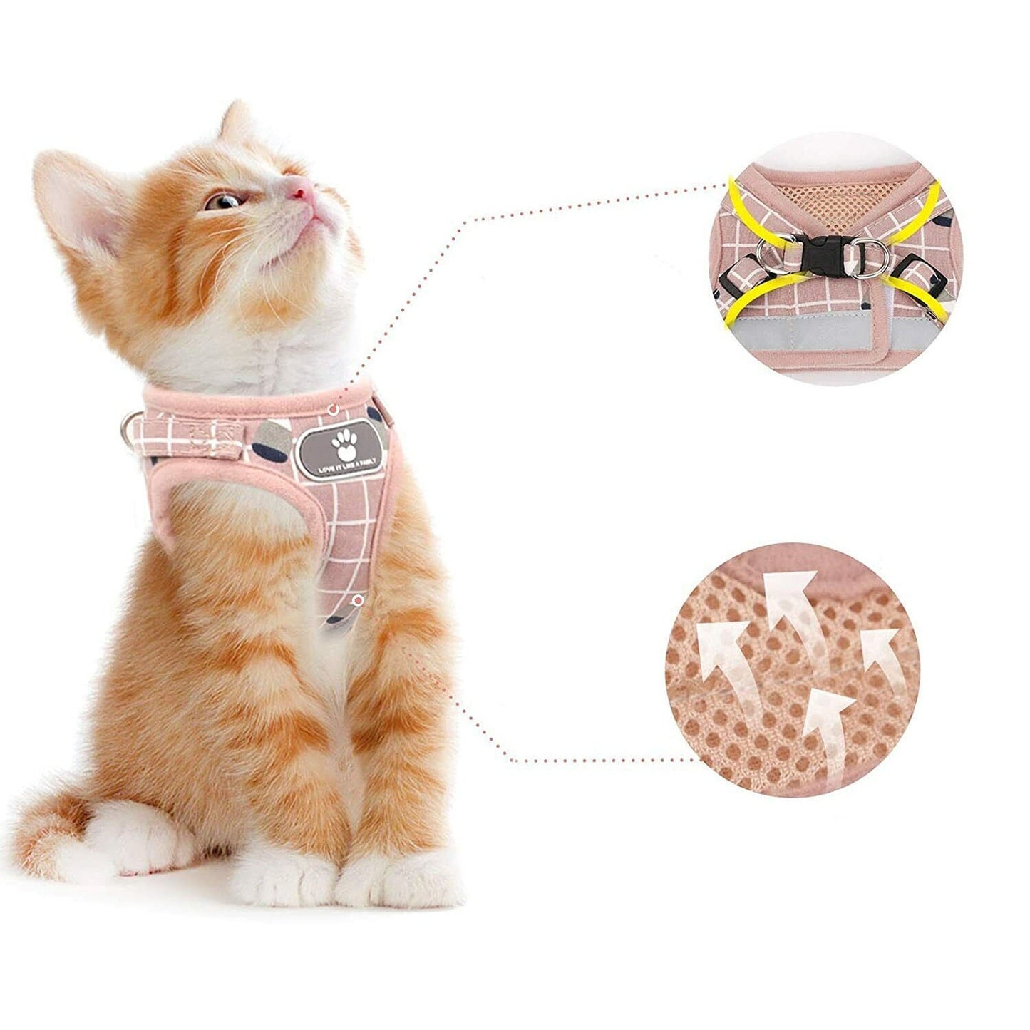 Pink Adjustable Mesh Pet Vest Harness for Cats and Dogs