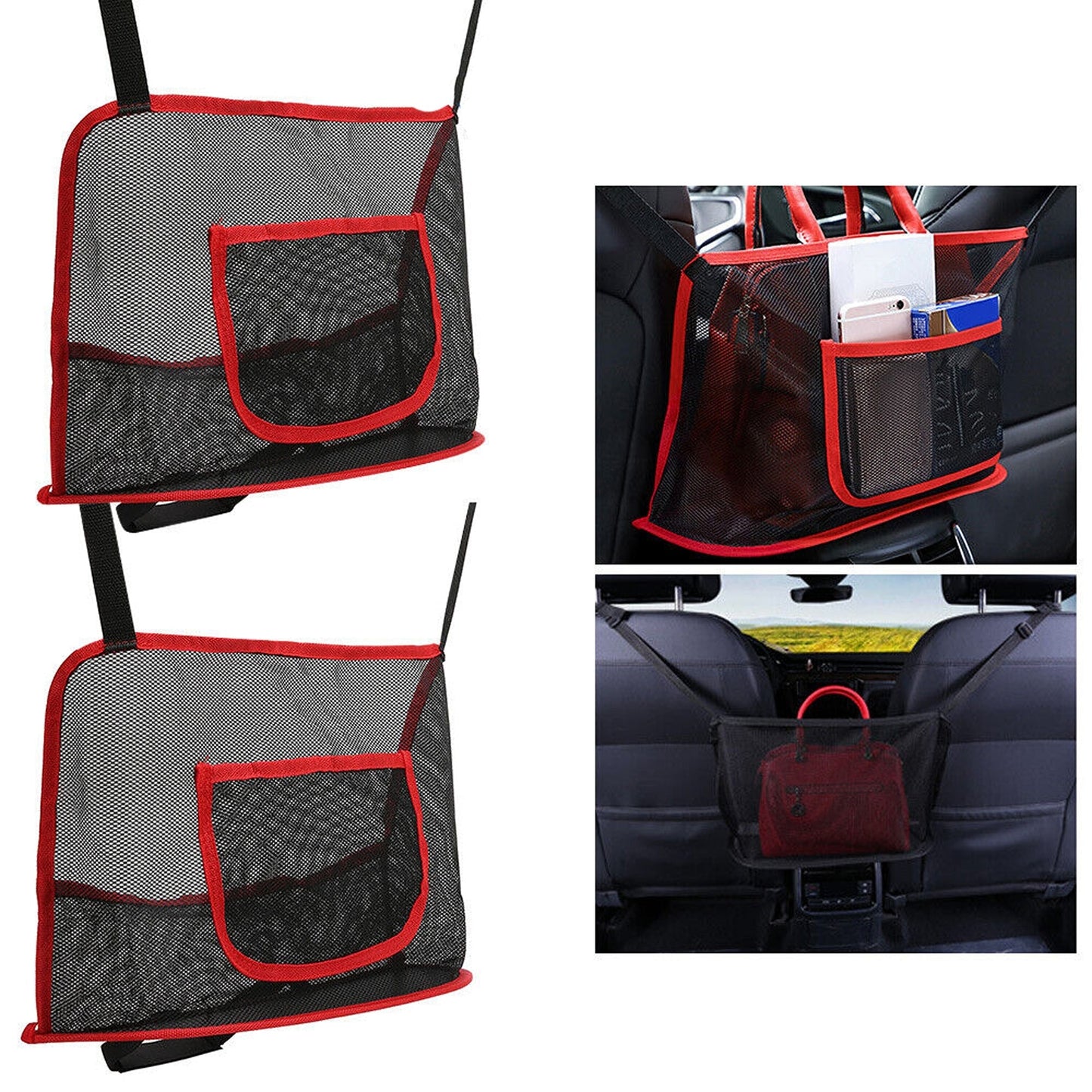 Advanced Car Storage Net for Handbags and Purses Between Seats