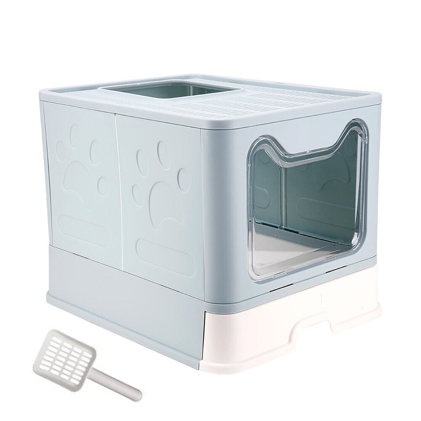 Large Covered Cat Litter Box Enclosed Kitty Toilet with Scoop and Drawer