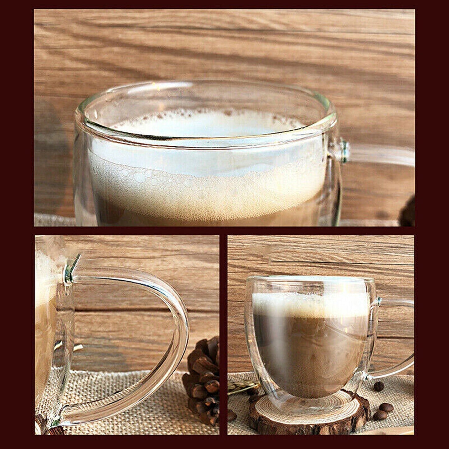 Heat Resistant Double Wall Clear Glass Coffee Tea Mug