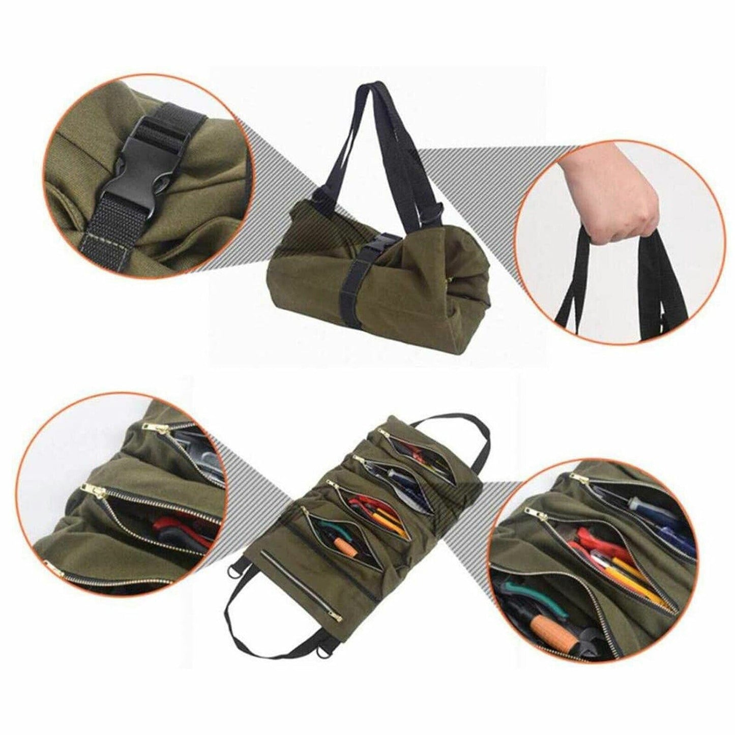 Super Big Canvas Tool Roll Large Organizer Bag for Wrench