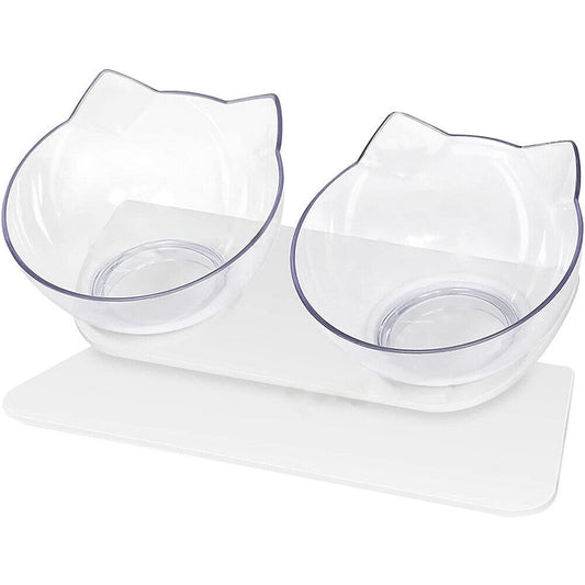 Elevated Double Cat Bowls Raised Pet Food Water Stand