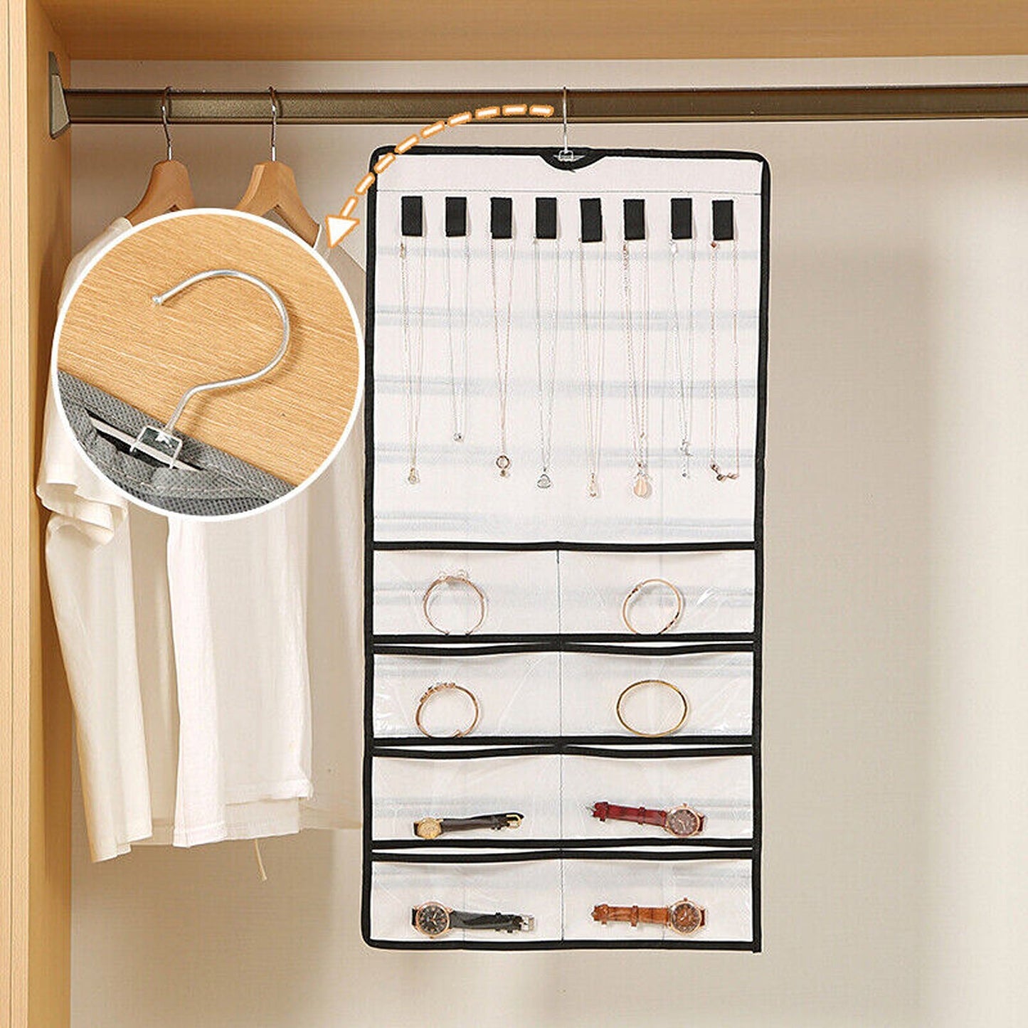 White Jewelry Organizer Holder with Hanging Earring Display