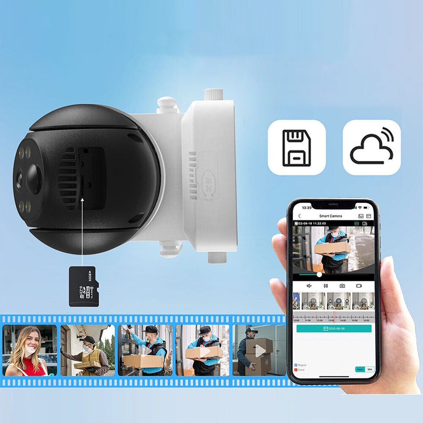 Wireless Outdoor WiFi PTZ Security Camera Solar Powered with IP CCTV