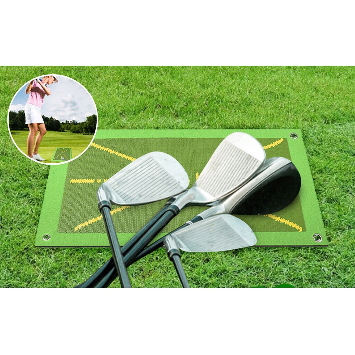 Golf Training Aid for Swing Detection with Mat Hook Spike Ball Set