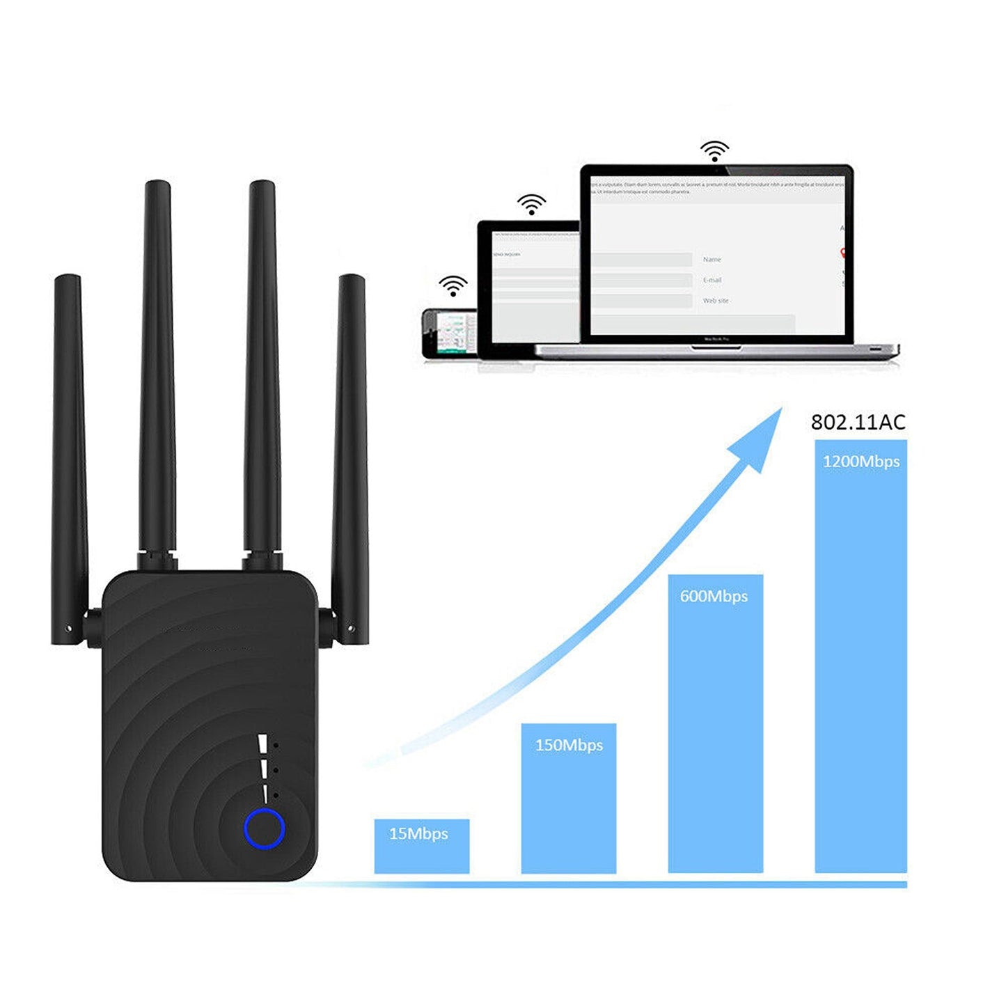 Long-Range WiFi Booster with Antenna Wireless Router Repeater