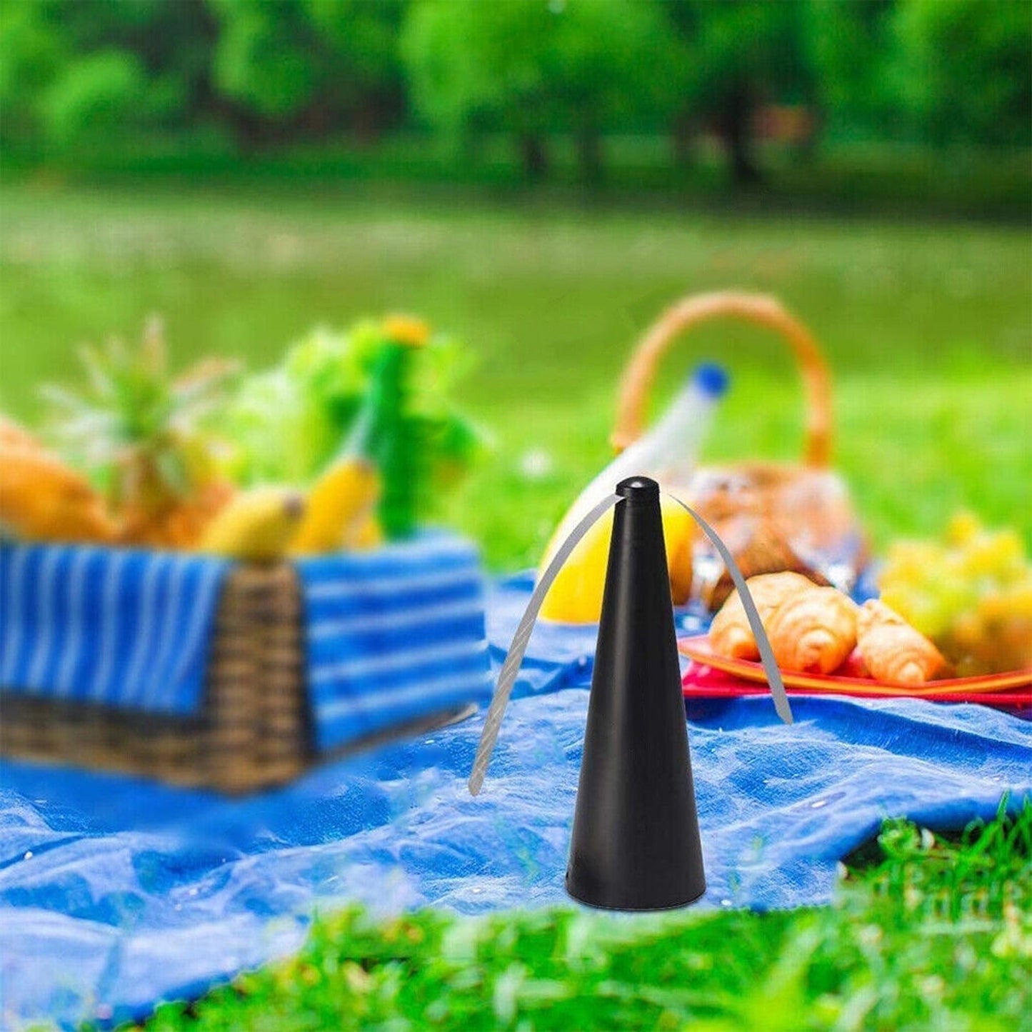 Black Automatic Fly Trap Fan Food Protector Bug Repellent