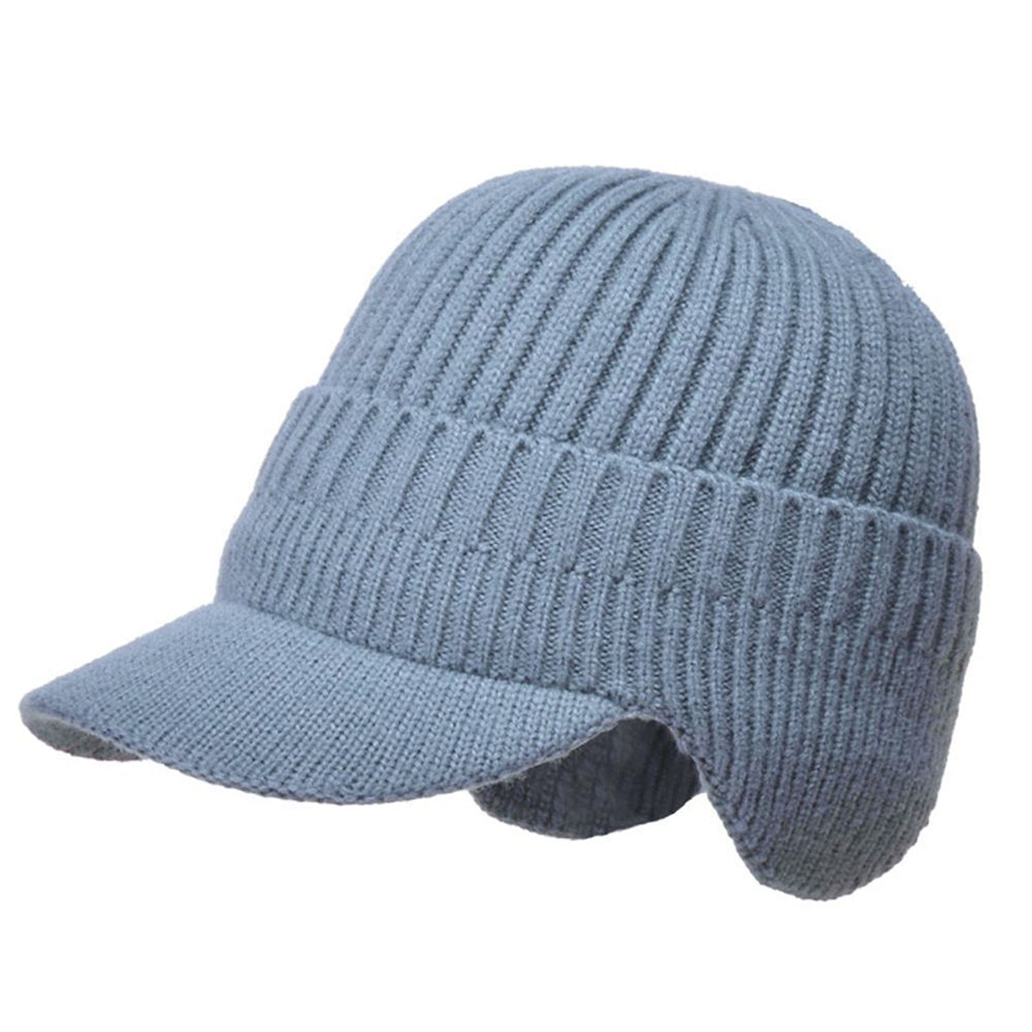 Men Thick Wool Warm Beanie with Brim for Winter Cycling
