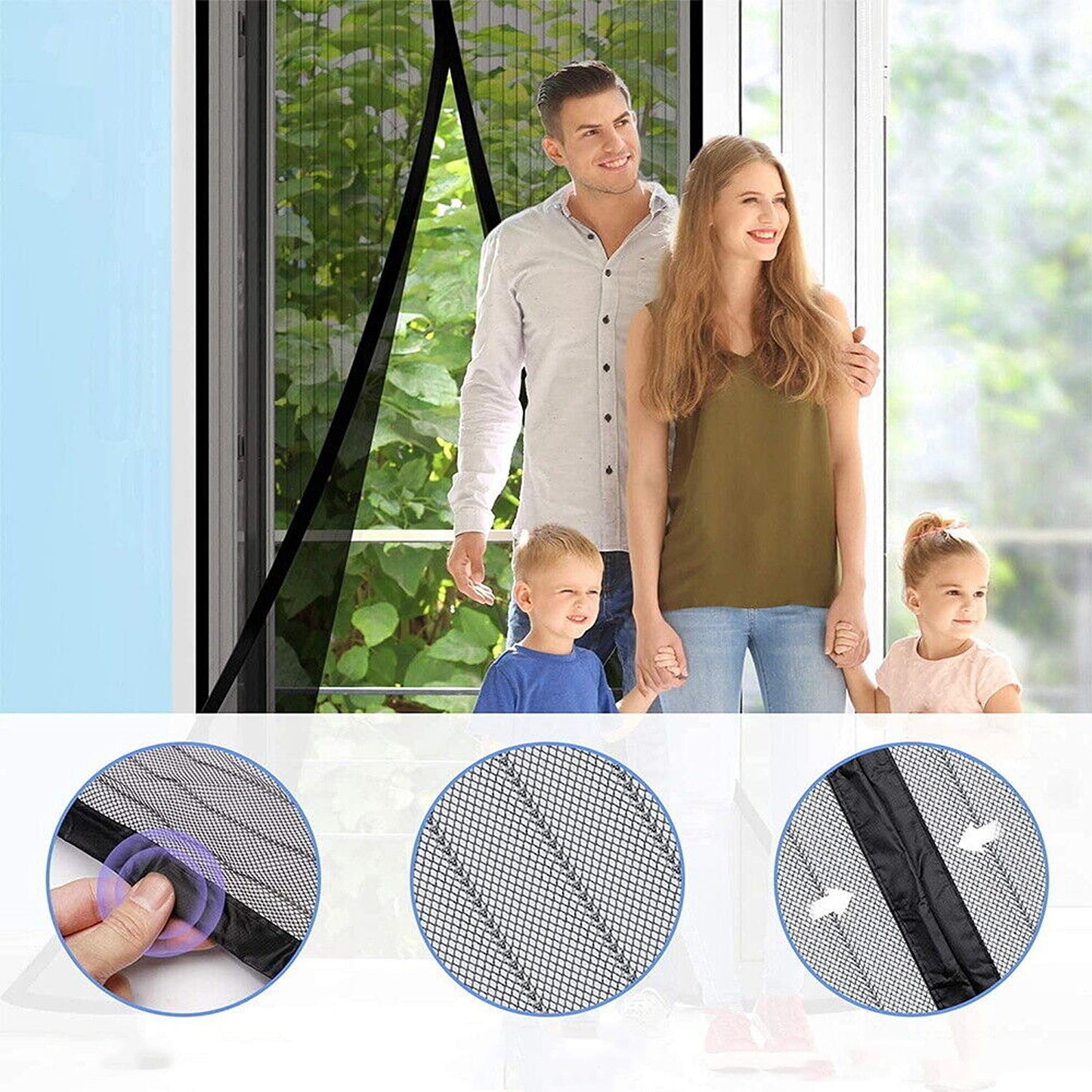 Hands-Free Instant Magnetic Mesh Screen Door for Pets and Bugs 2 Pack