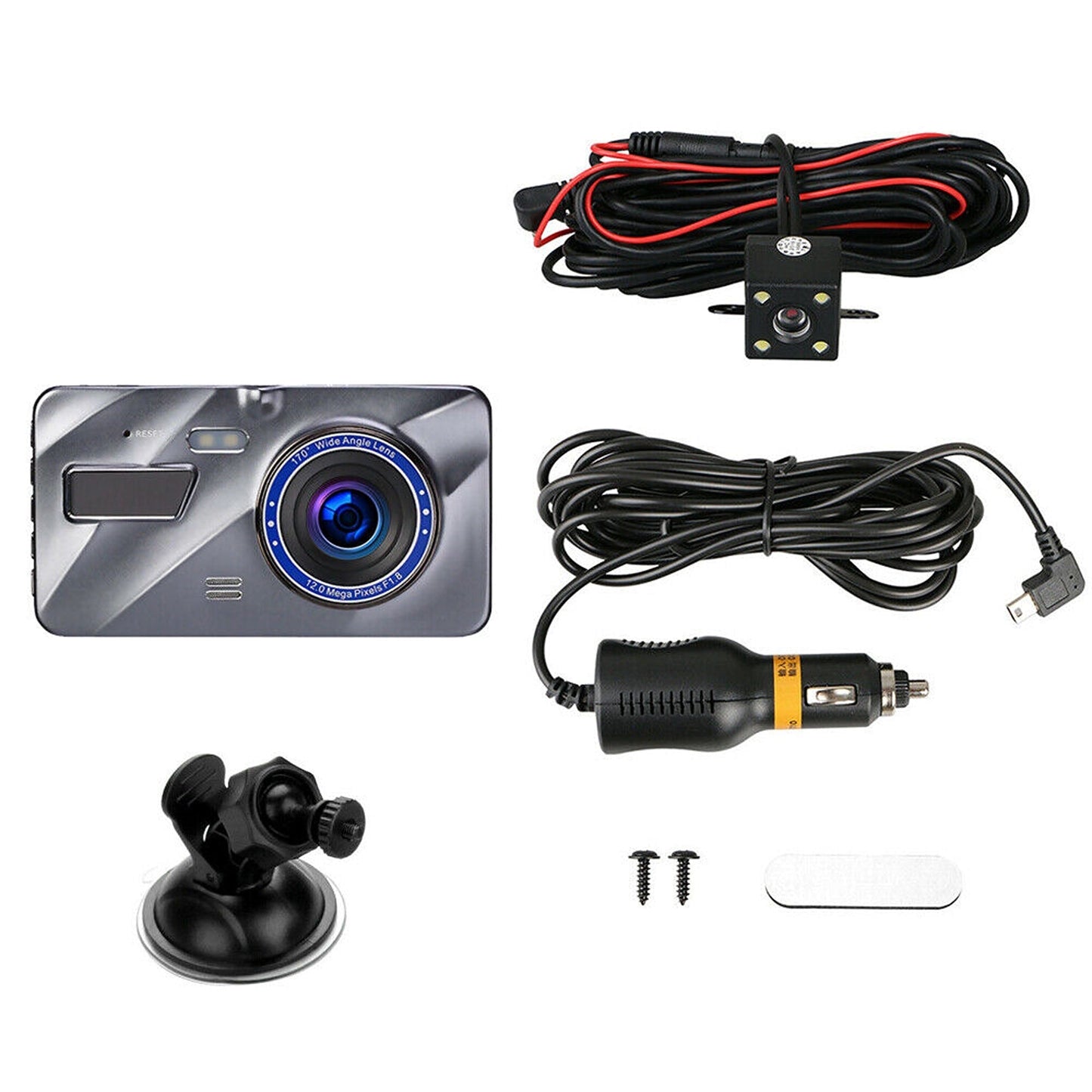 4in Screen Dual Lens 1080P HD Car DVR Dash Camera