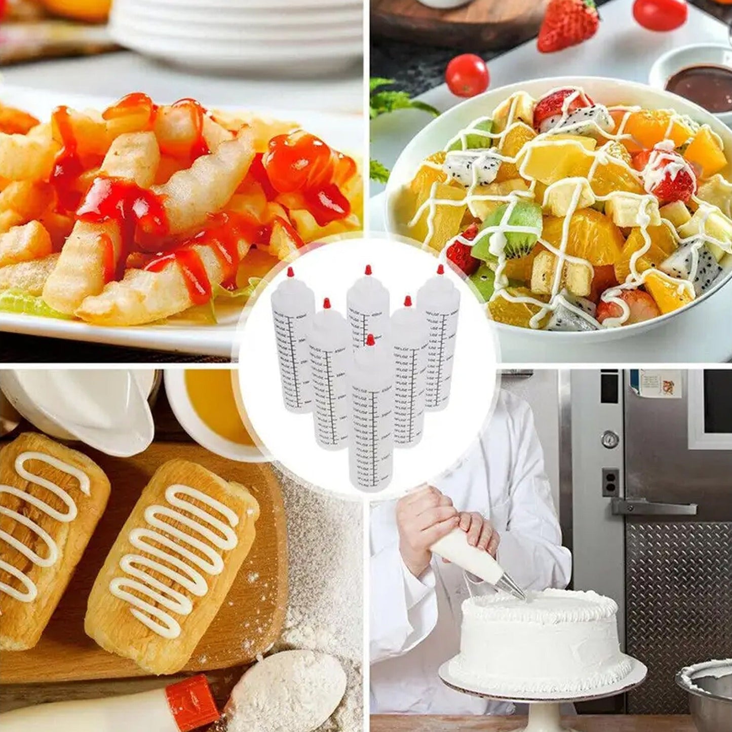 6 Pieces Craft Condiment Squeeze Sauce Bottles Dispenser