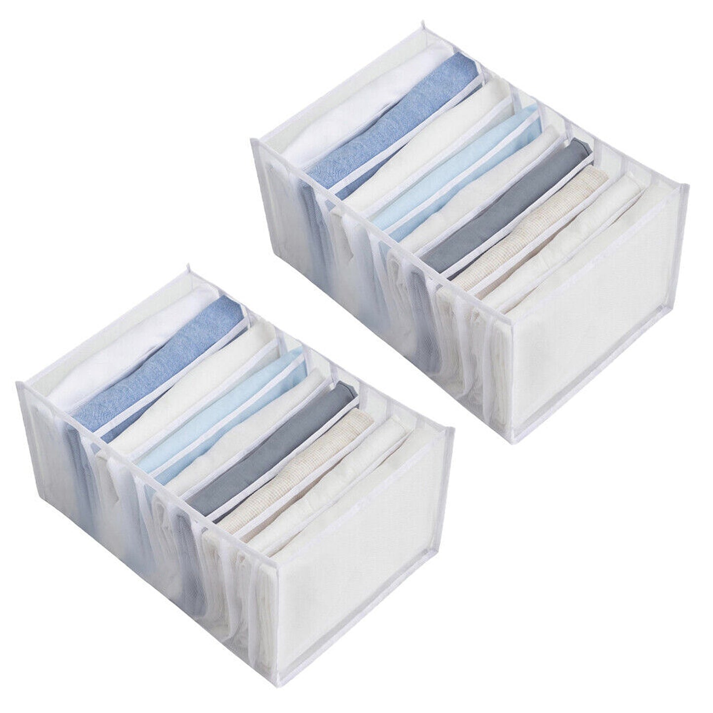 7 Grid Foldable Mesh Organizer for Wardrobe Clothes and Jeans Storage