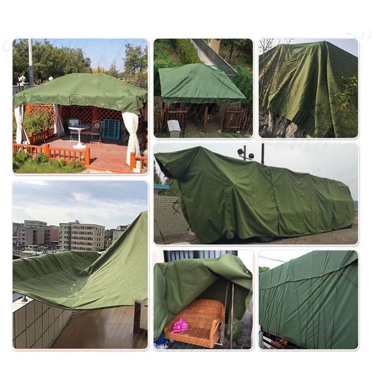 Army Grade Heavy Duty Waterproof Canvas Tarp with Sun and Dust Block