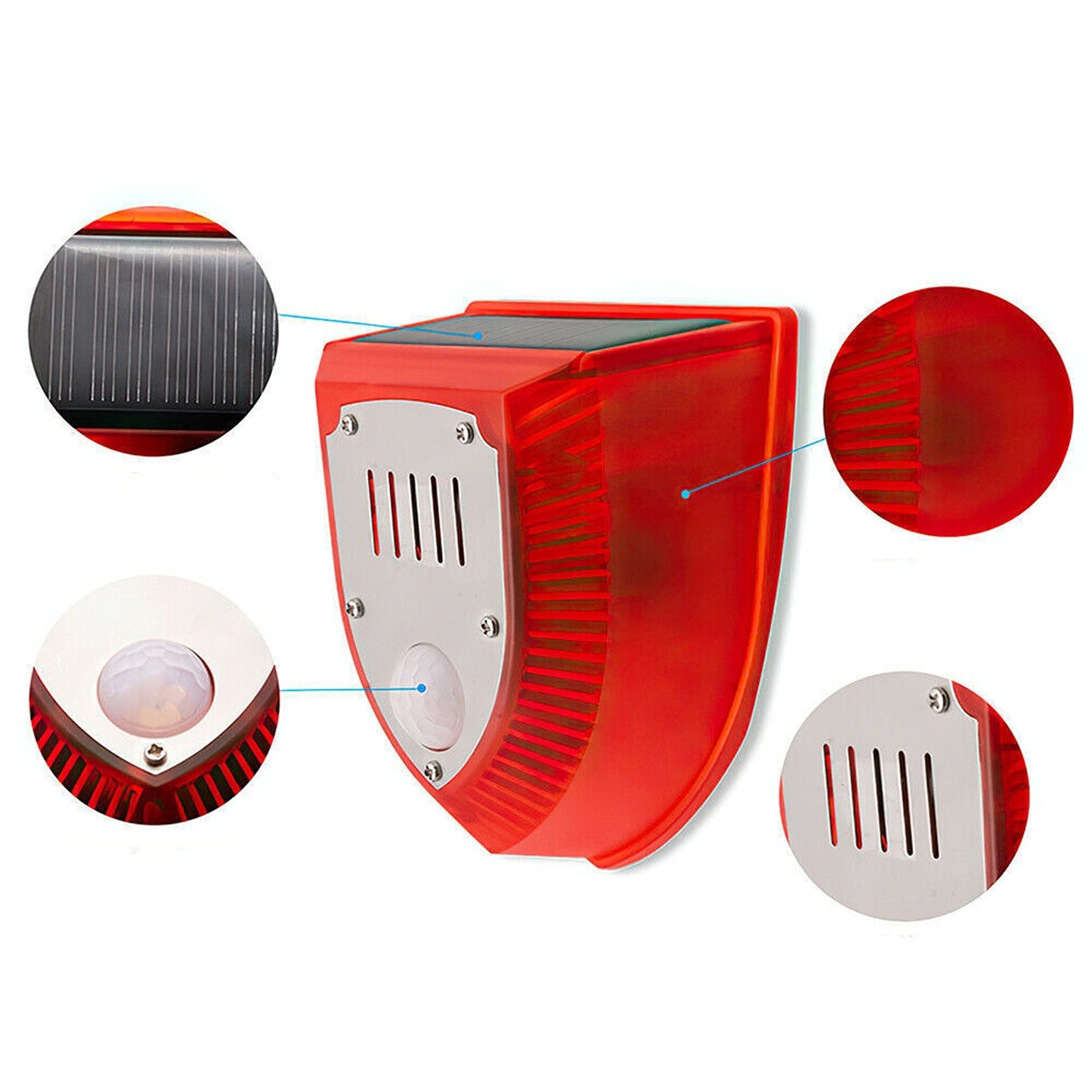 Outdoor Wireless Solar Alarm Light with PIR Motion Sensor and Sound Alarm