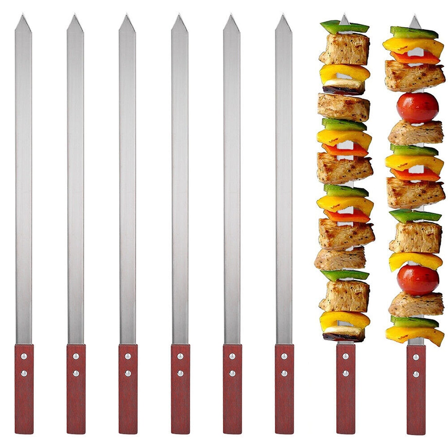 Stainless Steel Kebab Skewers for BBQ Suitable for Lamb Pork and Beef