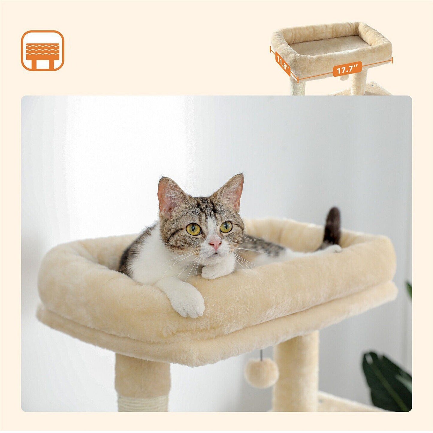143cm Cats Condo House Cat Tree Tower with Scratching Post and Toys