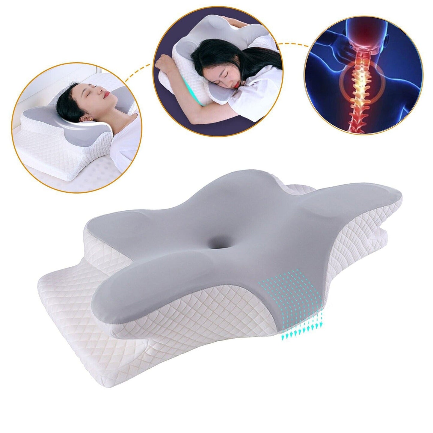 Anti Snore Memory Foam Cervical Pillow for Back and Neck Support