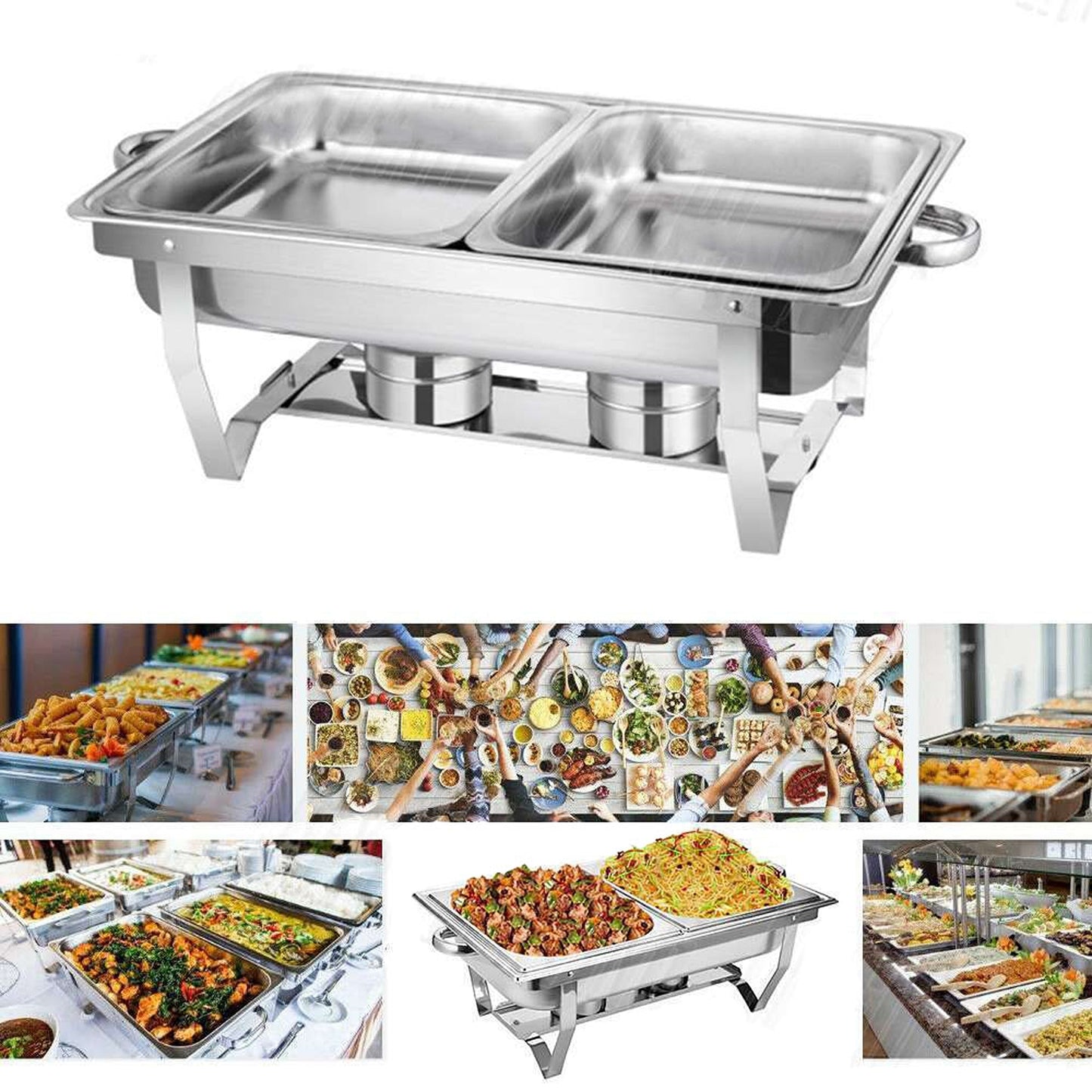 Bain Marie Food Warmer Buffet Stainless Steel Chafing Dish Heater