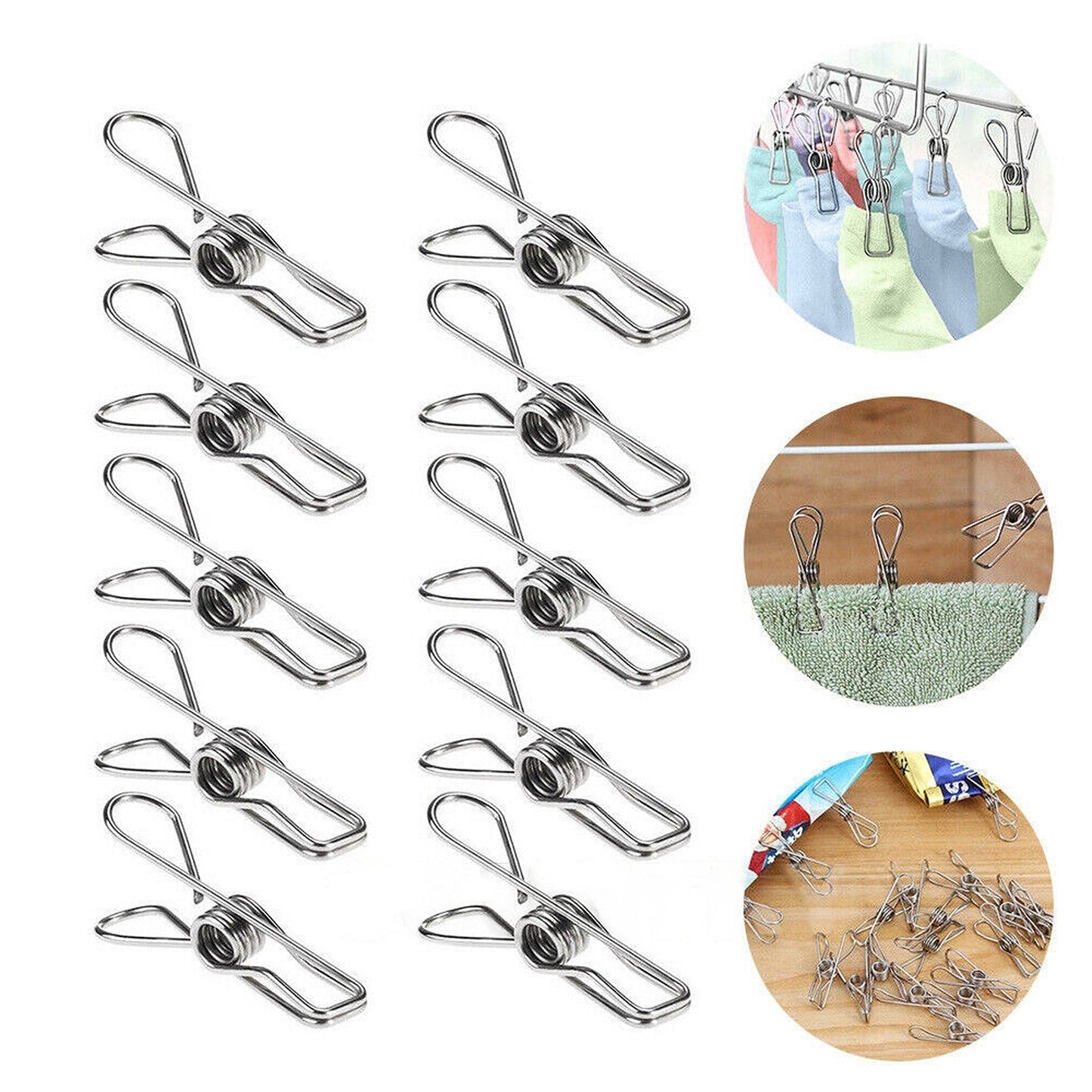 Windproof Stainless Steel Clothes Pegs Hanging Clips Pins Laundry Clamp