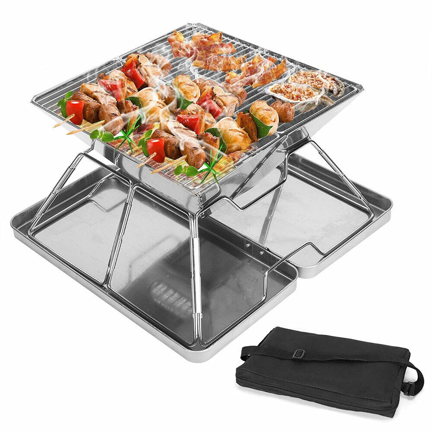 Portable Steel Barbecue BBQ Grill for Outdoor Camping