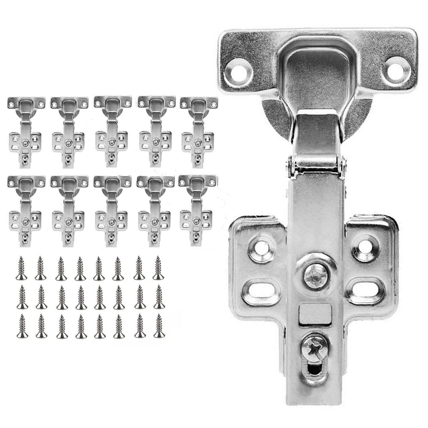 10pcs Kitchen Cabinet Door Hinge Full Overlay Wardrobe Cupboard Close