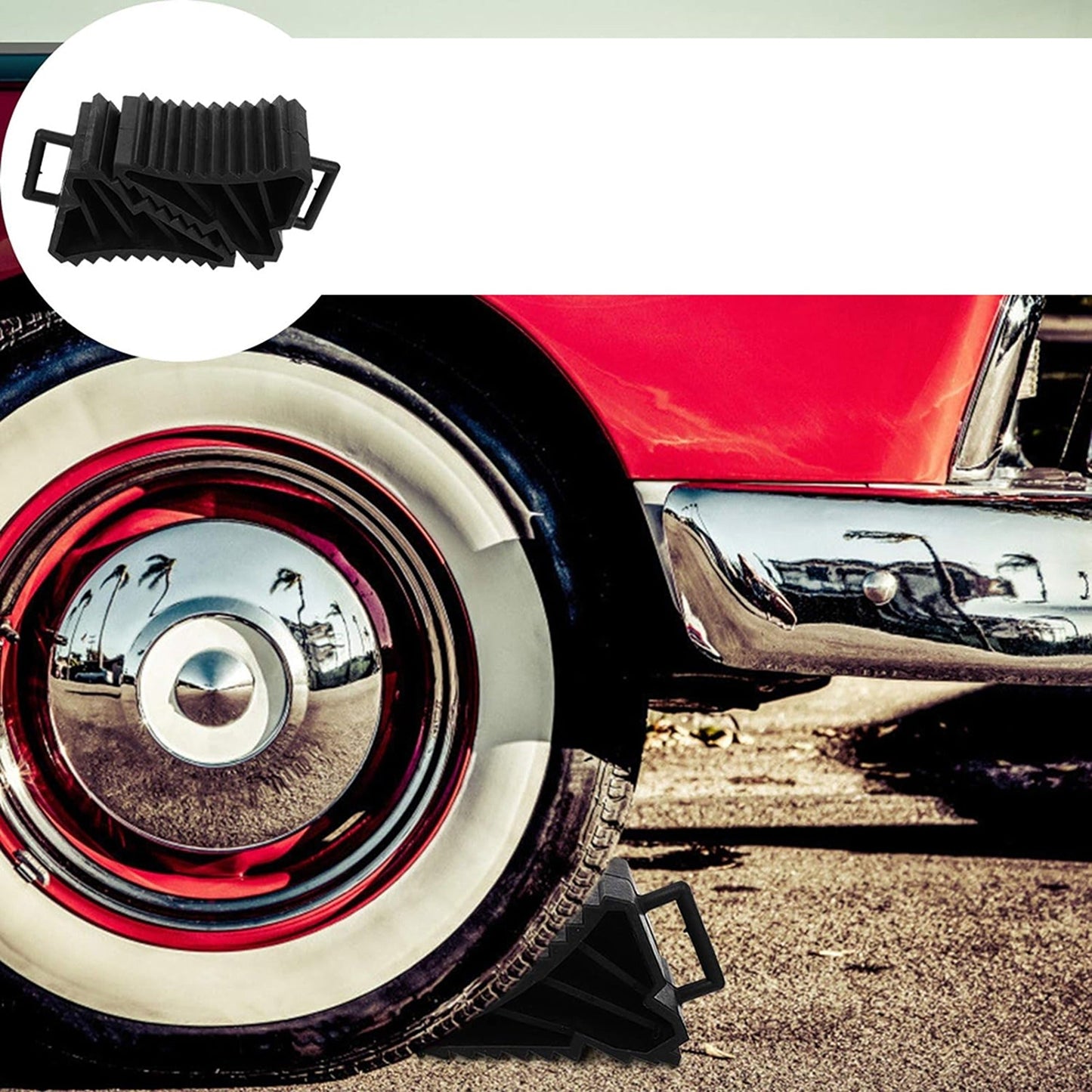 2pcs Rubber Wheel Chocks with Handle for Trucks Trailers Boats