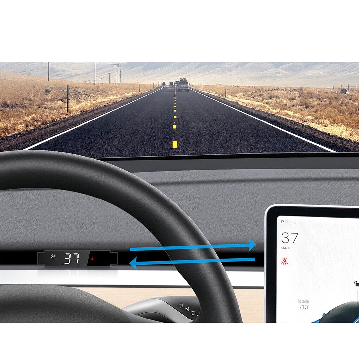 Mini HUD Display Heads Up Speedometer Tesla Model 3 Y Design
