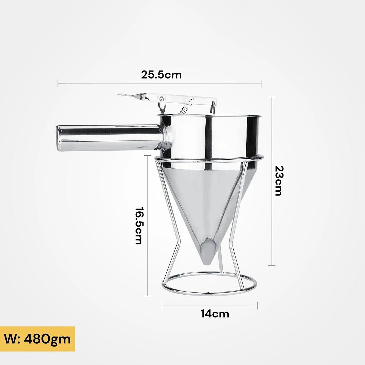 Stainless Steel Batter Funnel for Pancakes Cupcakes and Waffles