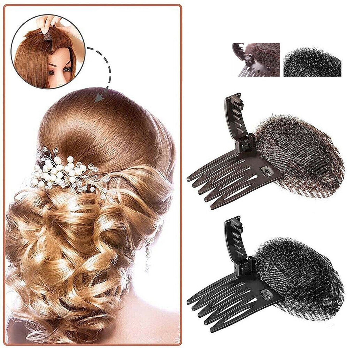 2pcs Hair Volumizing Fluffy Puff Sponge Pad for Hairstyling