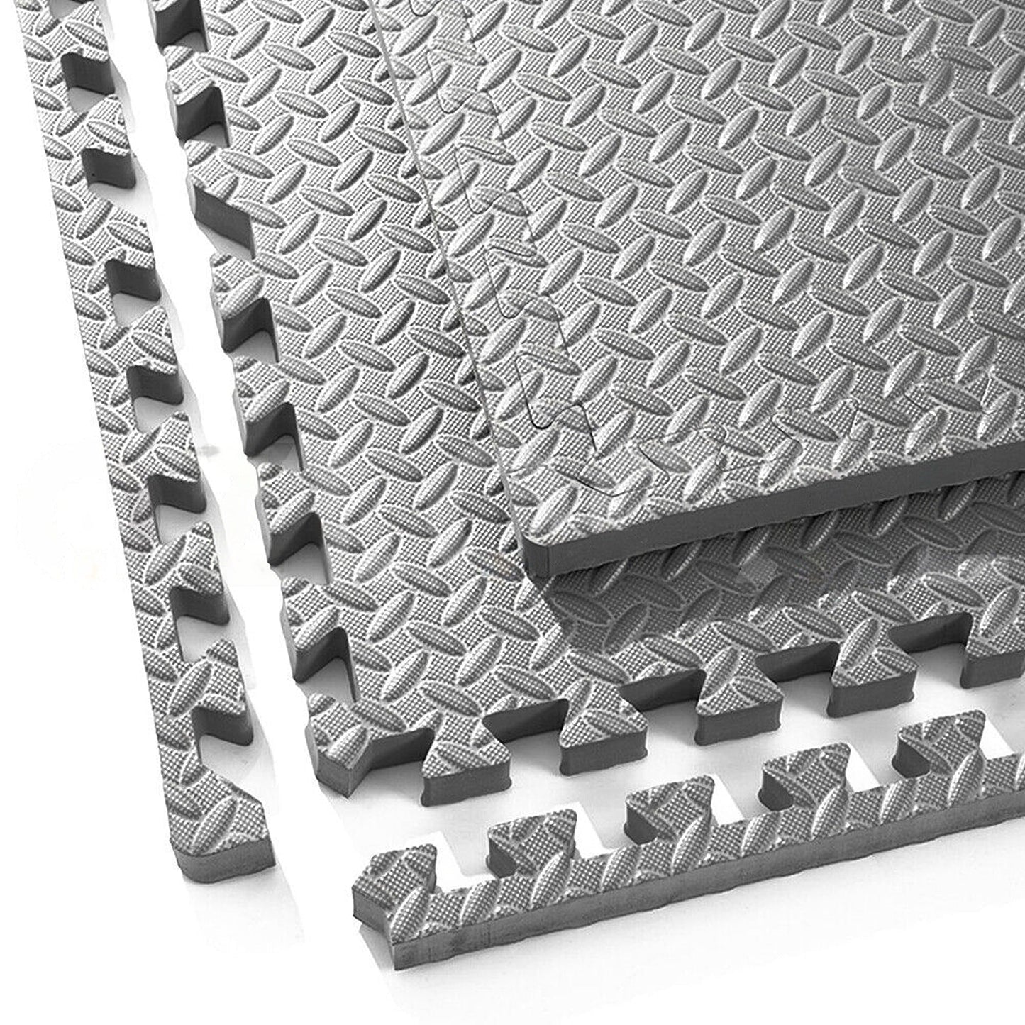 4pcs Heavy Duty Gym Flooring EVA Foam Mat Interlocking Tiles in Black and Grey