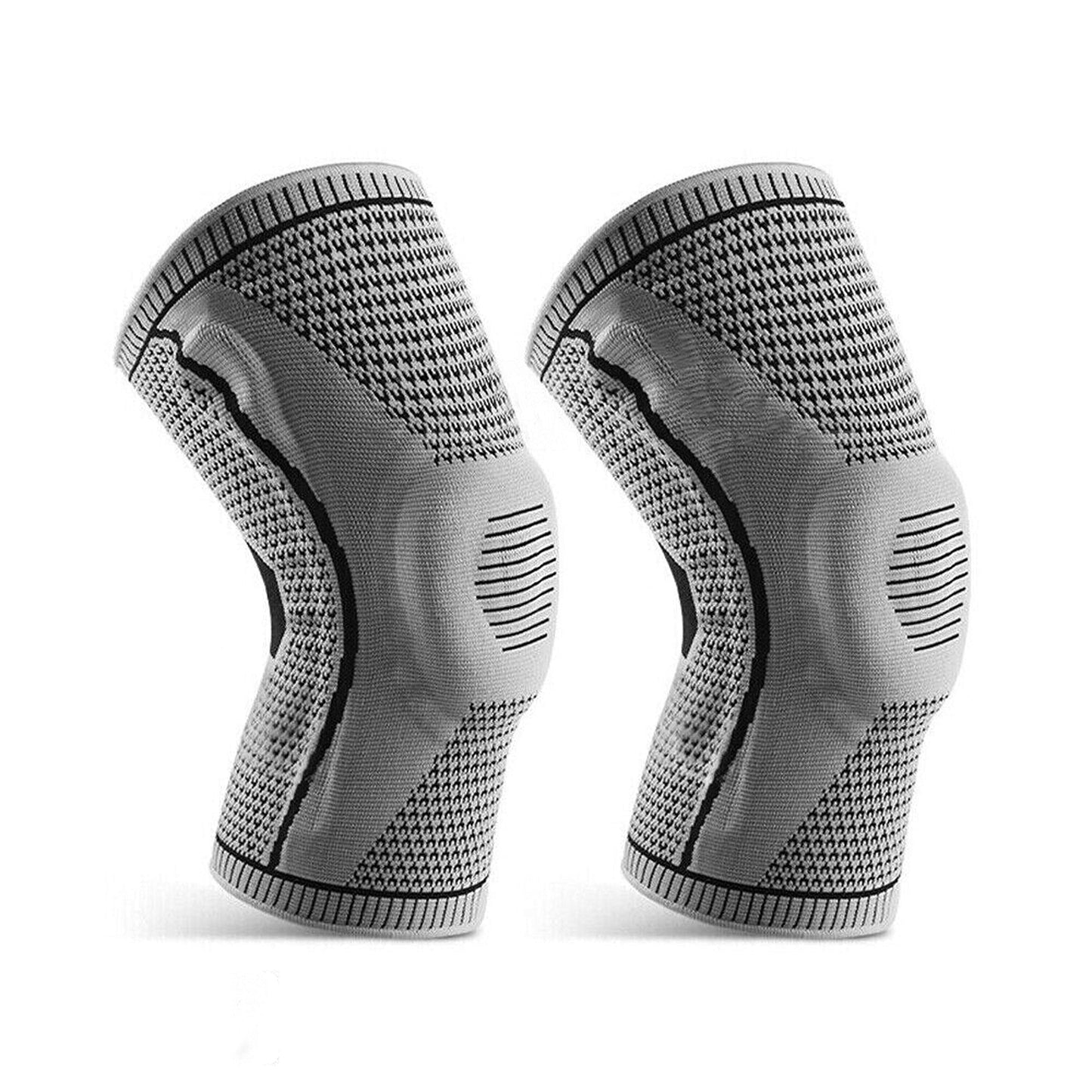 Professional Grey Silicone Knee Support Brace Compression Sleeve