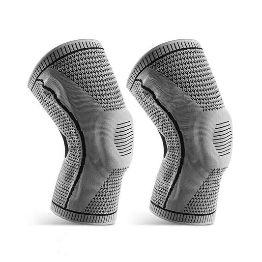 Professional Grey Silicone Knee Support Brace Compression Sleeve