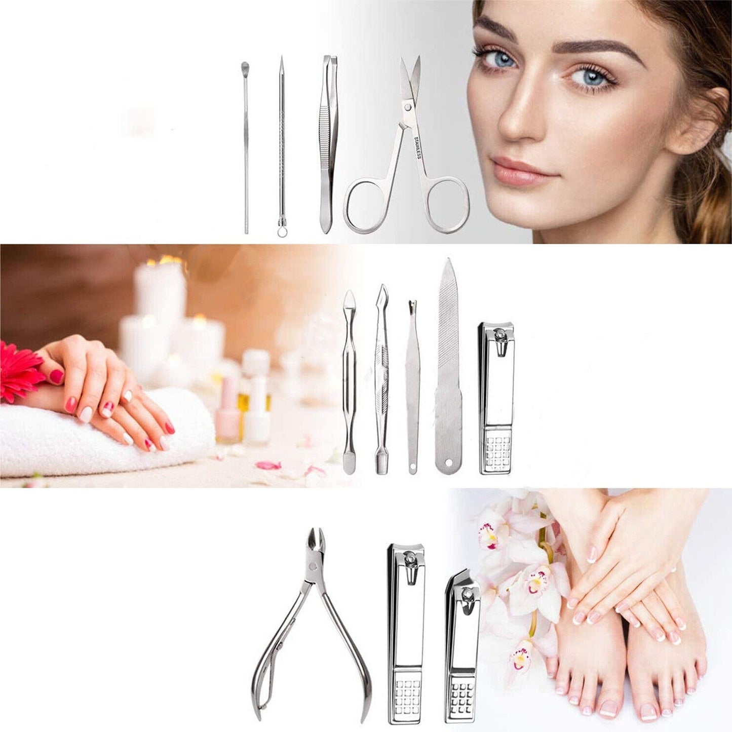 12pcs Manicure Pedicure Nail Clippers Set with Grooming Case