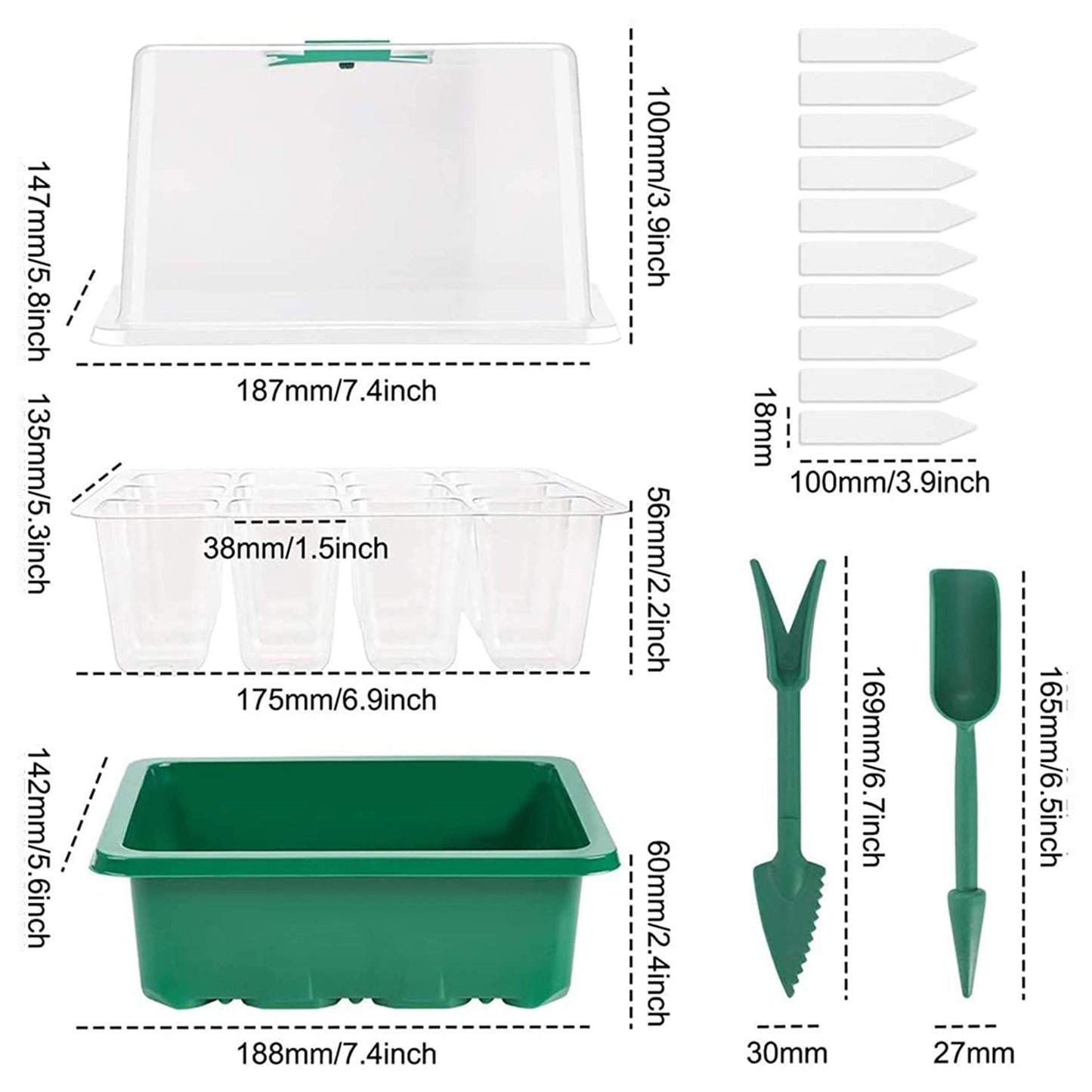 Set of 10 Seedling Starter Tray for Plant Growth and Propagation