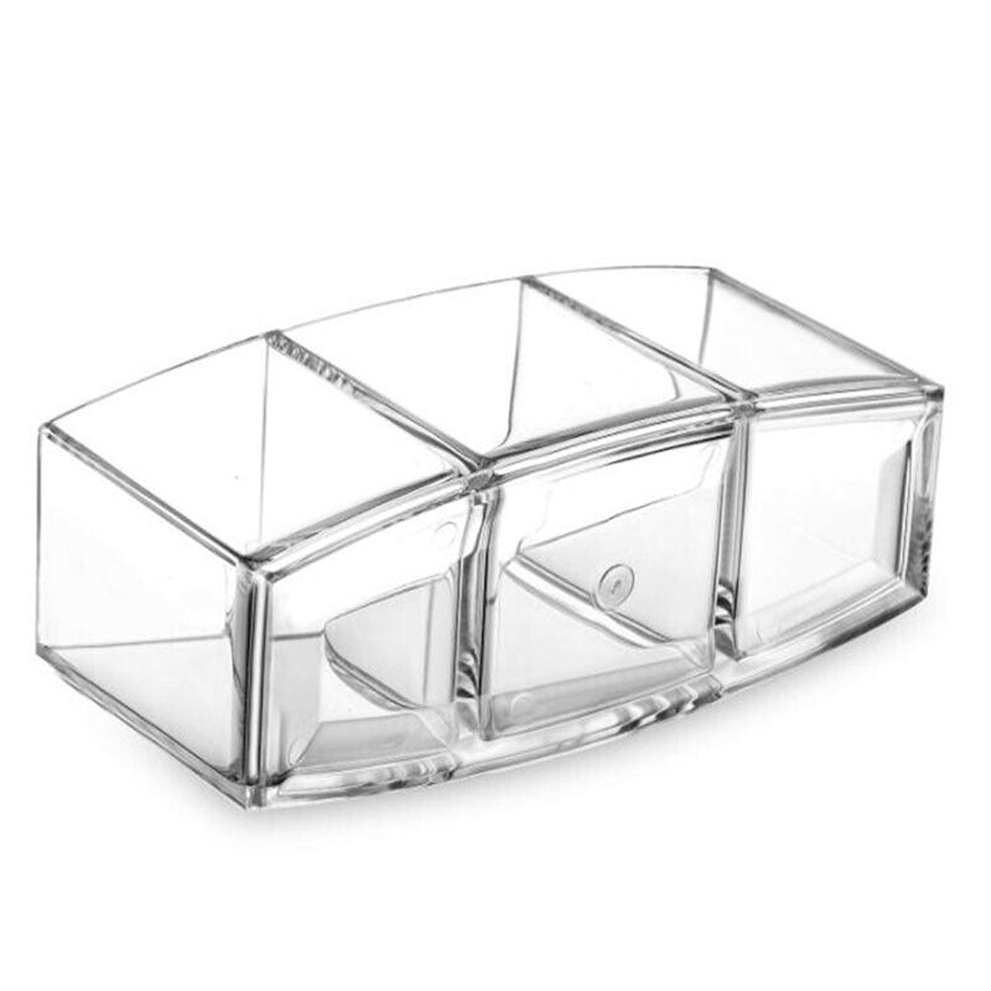 Acrylic Makeup Brush Holder with 3 Compartments for Cosmetic Storage