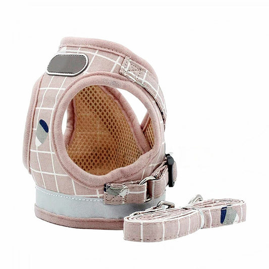 Pink Pet Vest with Adjustable Mesh Dog Cat Walking Harness