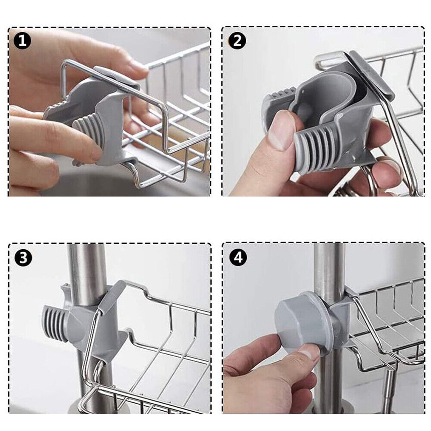 Sponge Holder for Kitchen Sink Faucet Shelf with Cloth Rack Organizer