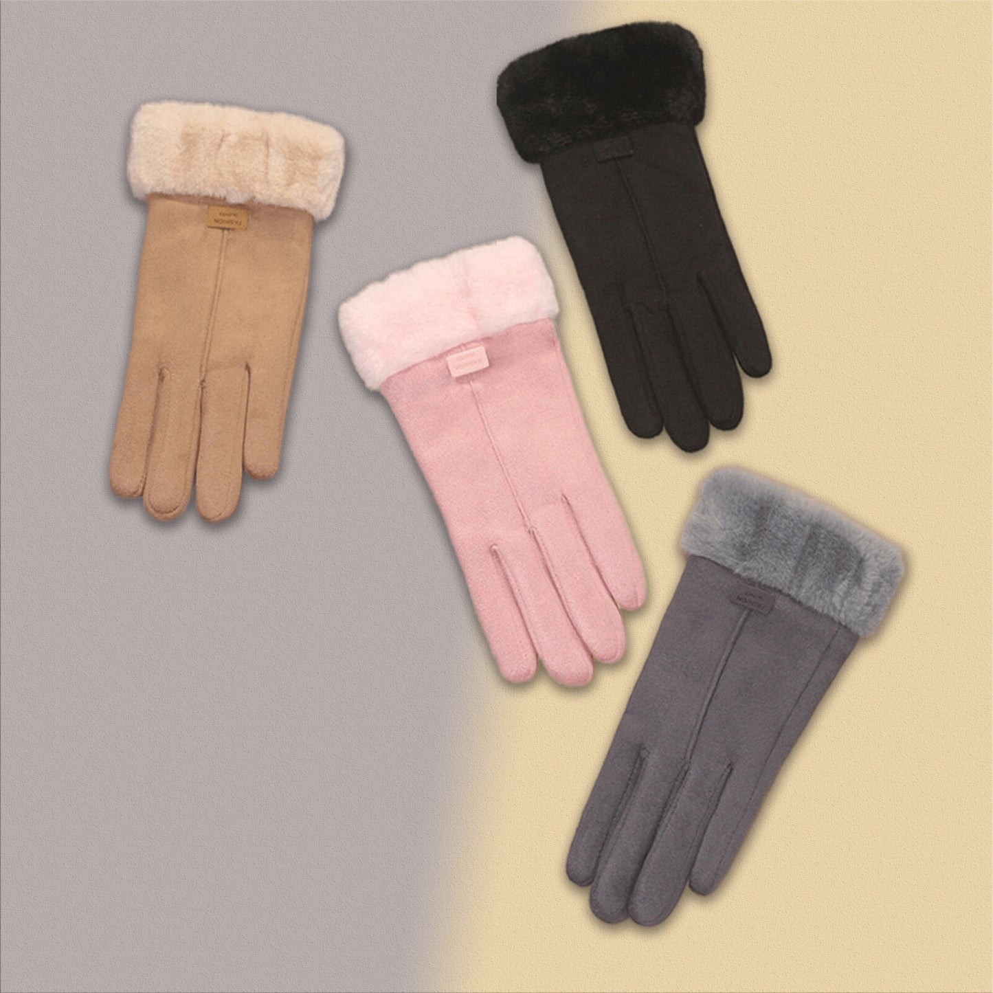 Women Thermal Sheepskin Winter Gloves Touch Screen Compatible Windproof and Warm