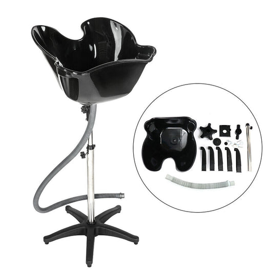 Height Adjustable Mobile Shampoo Basin for Salon and Home Use Deep Wash Sink