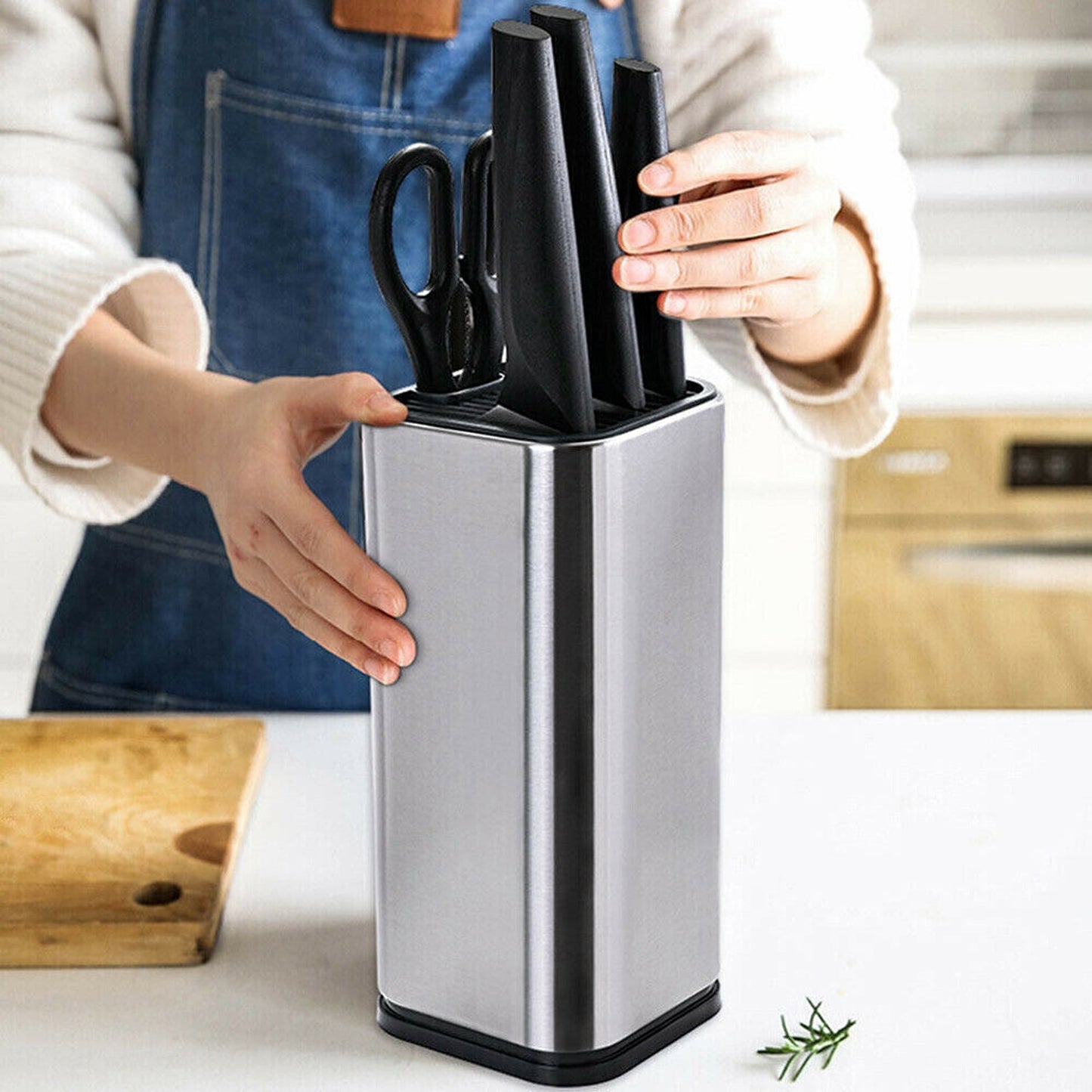 Stainless Steel Knife Block Set Universal Knife Holder and Organizer