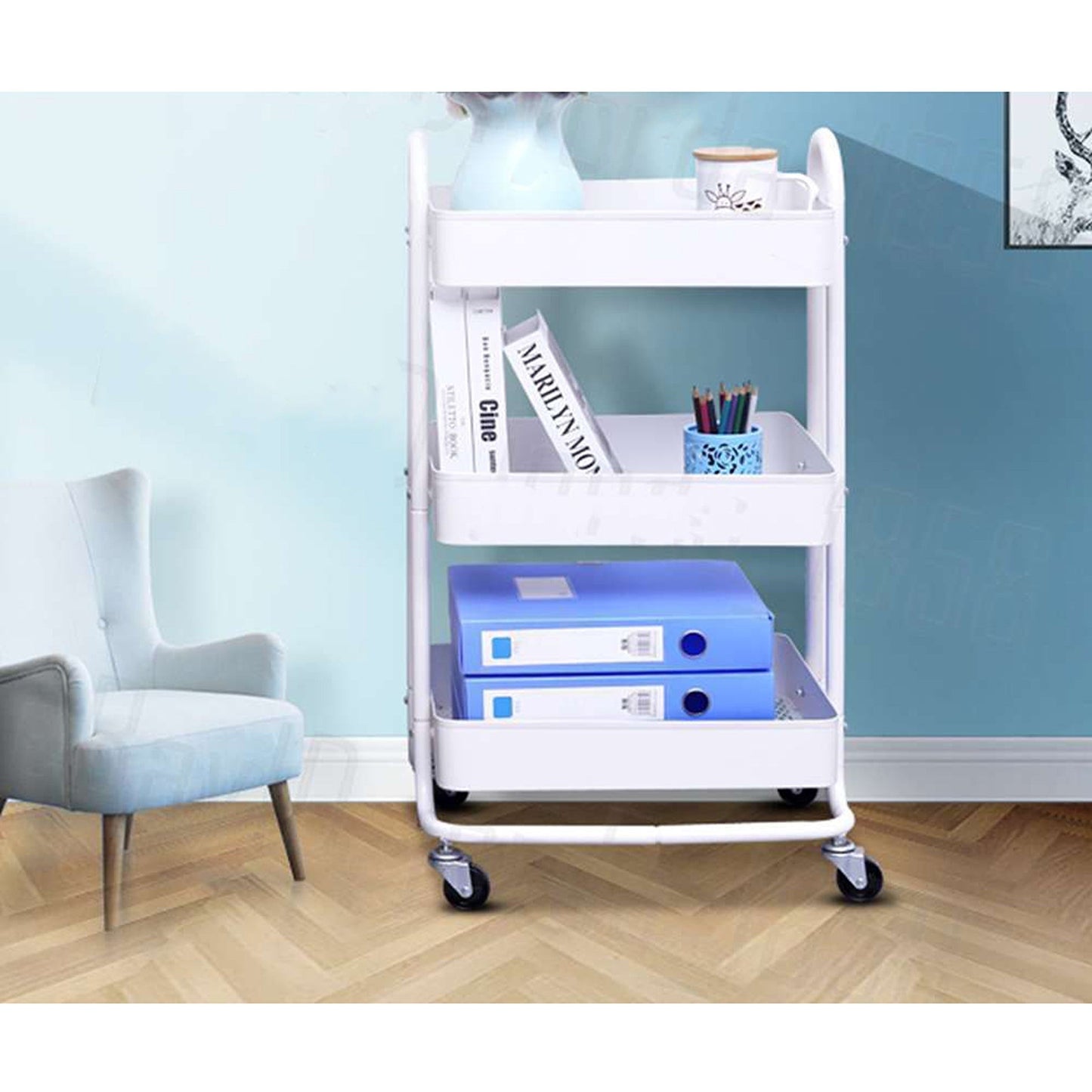 3-Tier Fruit and Vegetable Kitchen Trolley with Storage Baskets