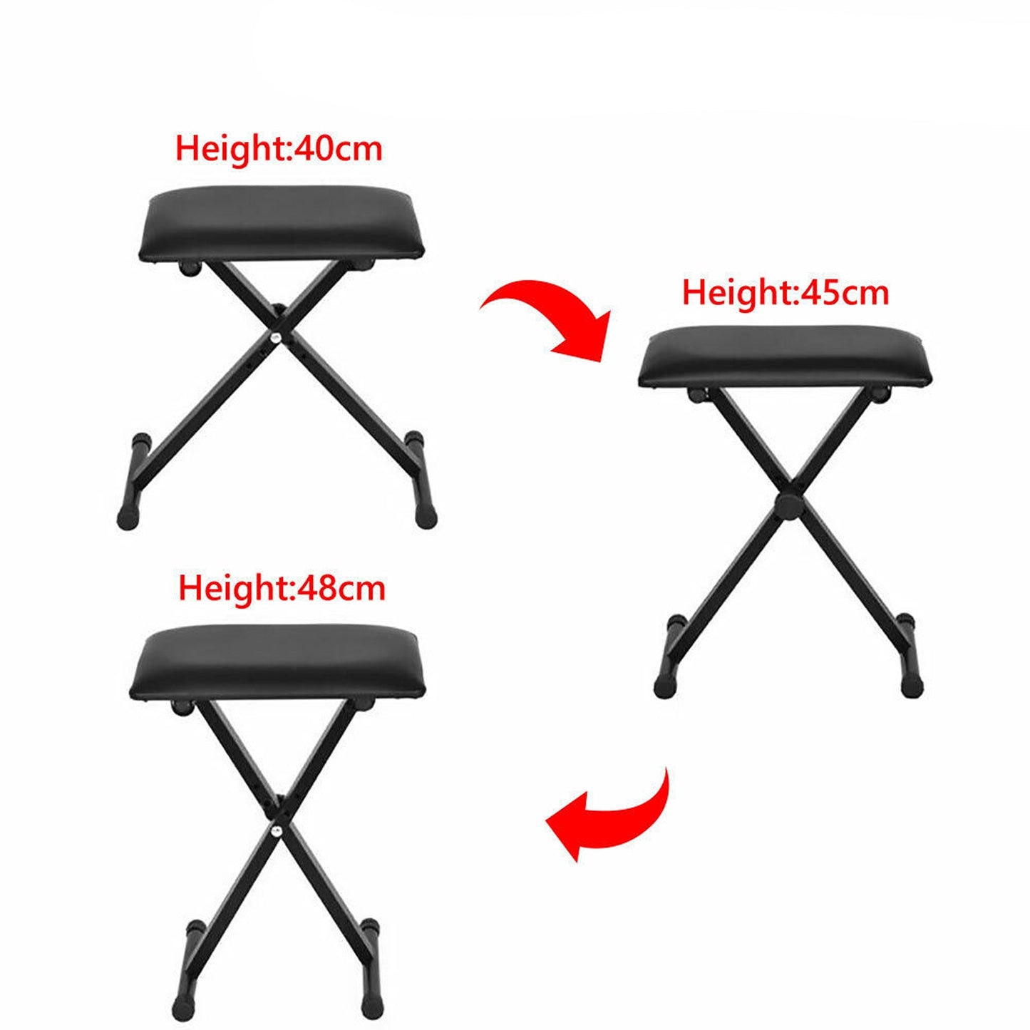 3 Way X Frame Adjustable Keyboard Bench with Soft Cushion