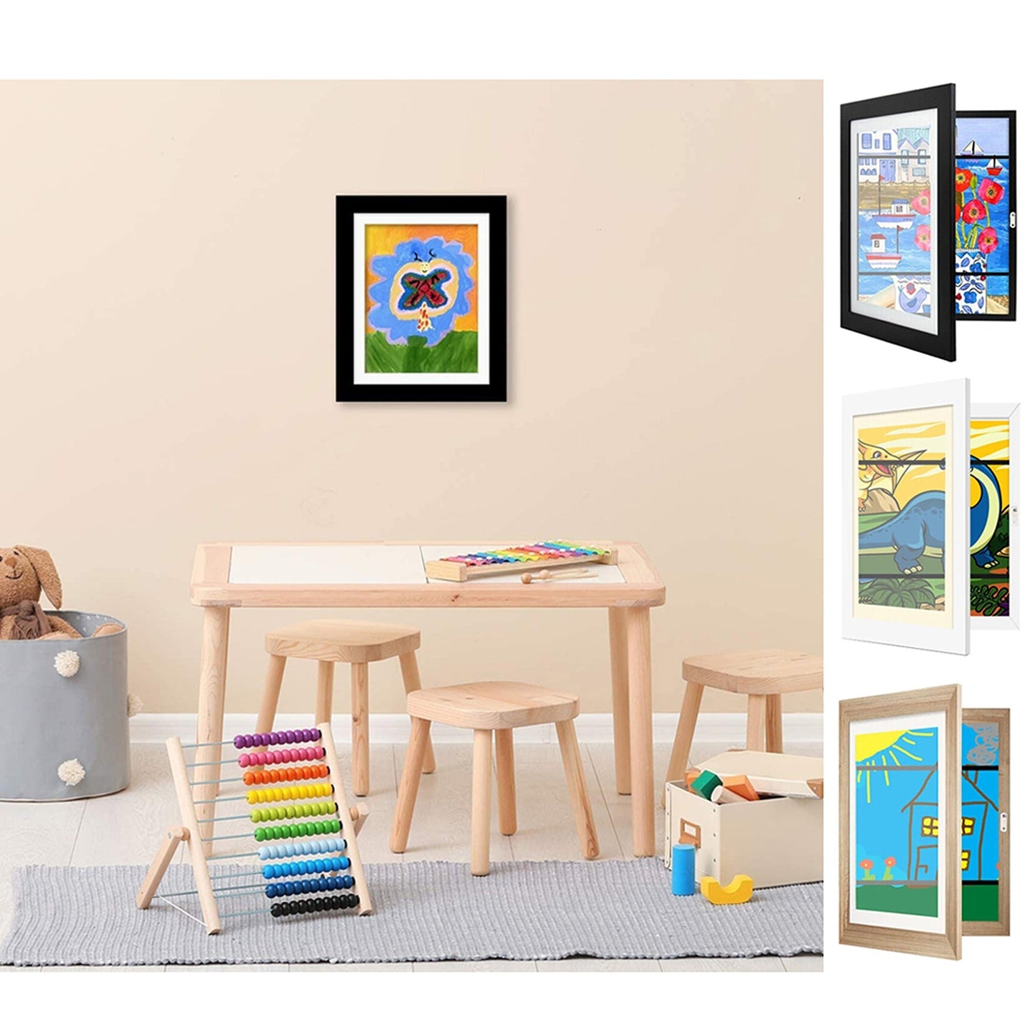 Wooden Art Display Frames Holds 150 Pictures for Art Projects