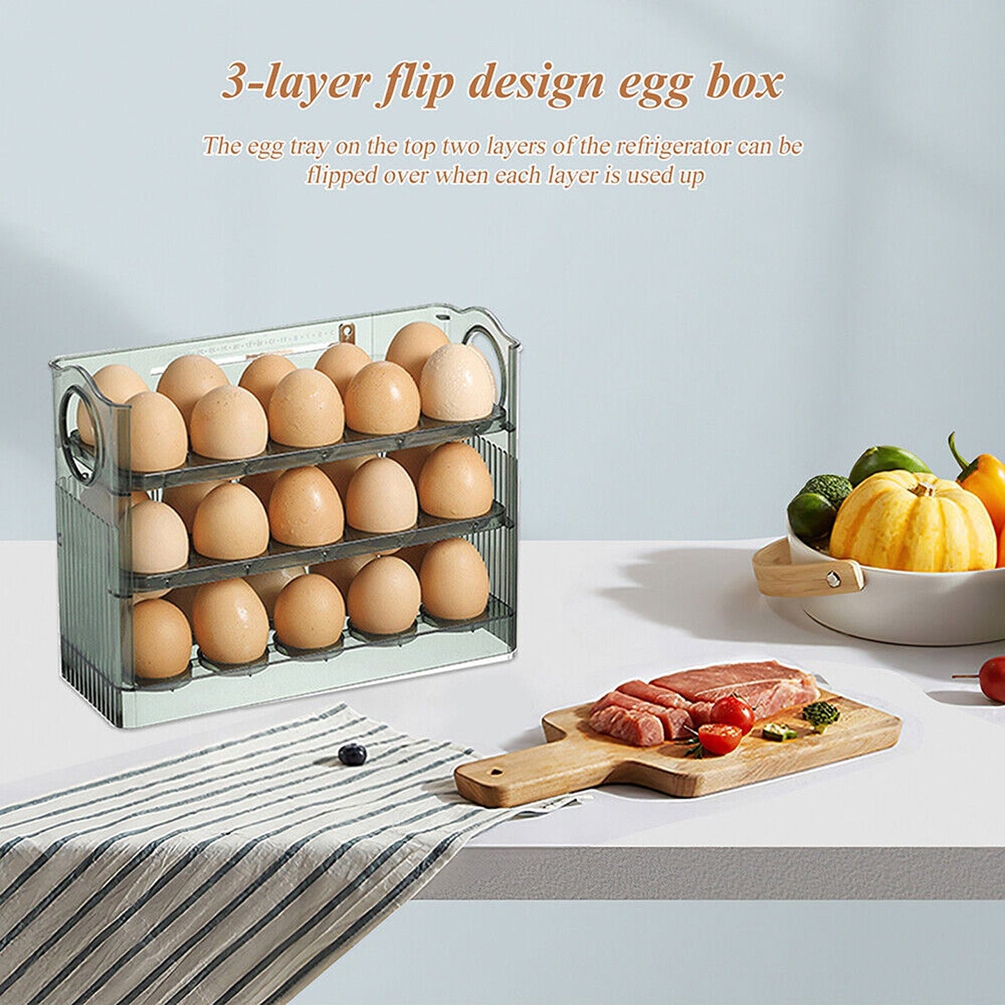 3-Layer Egg Storage Organizer for Refrigerators