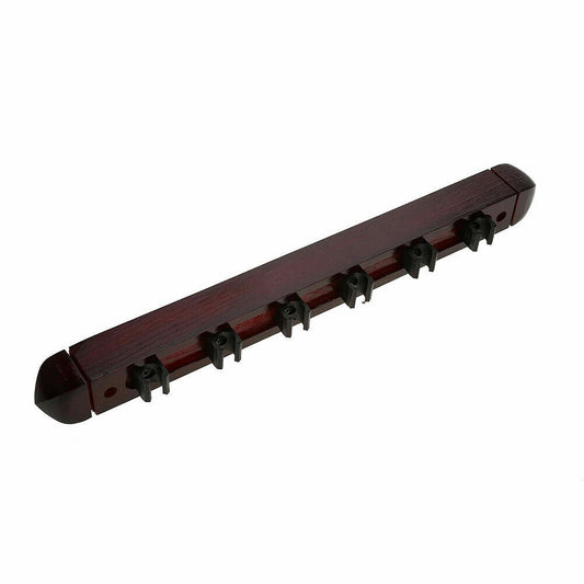 Wooden Billiard Cue Rack with 6-Clip Design