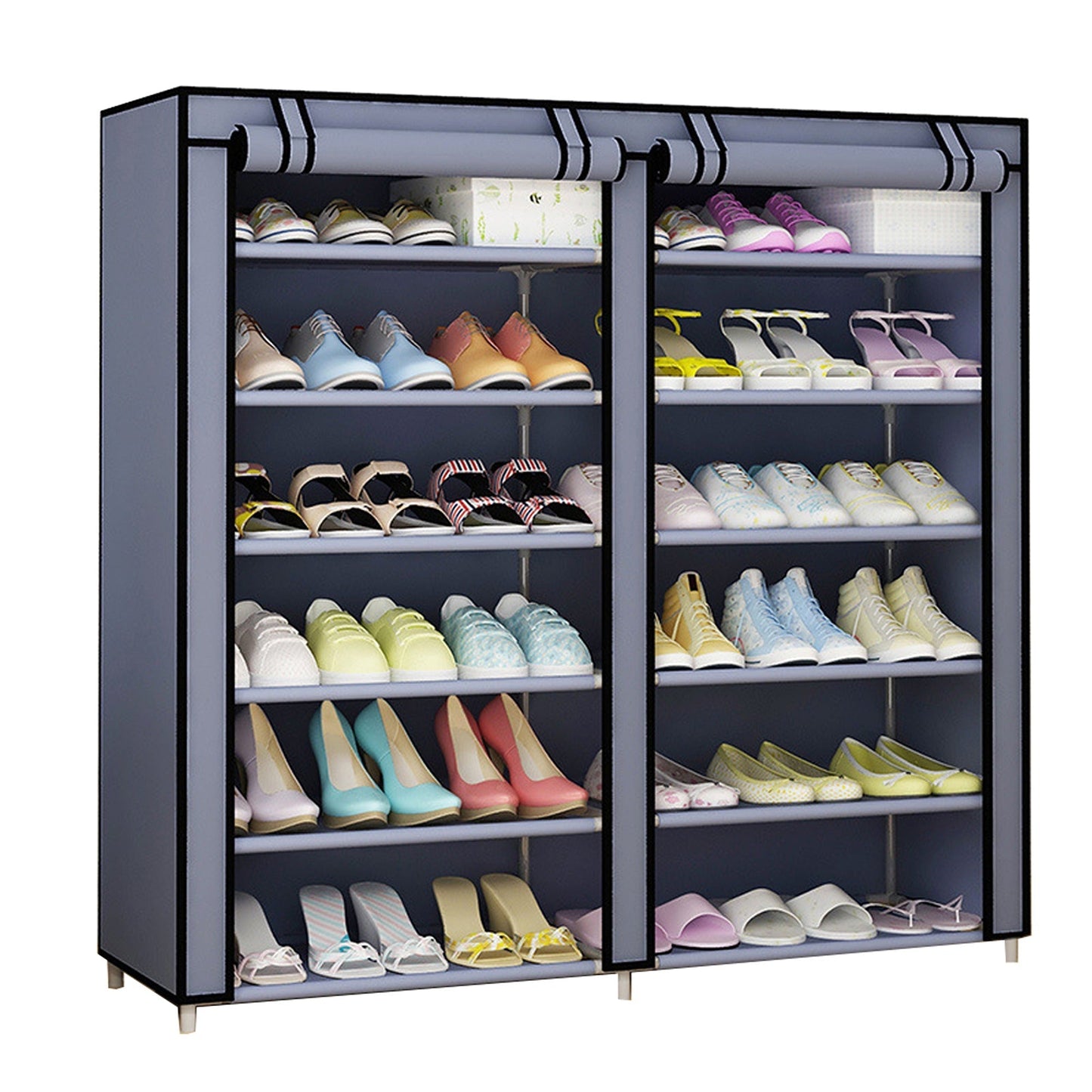 Fits 36 Pairs Portable Wardrobe with Cover Shoes Cabinet Storage Shoe Rack