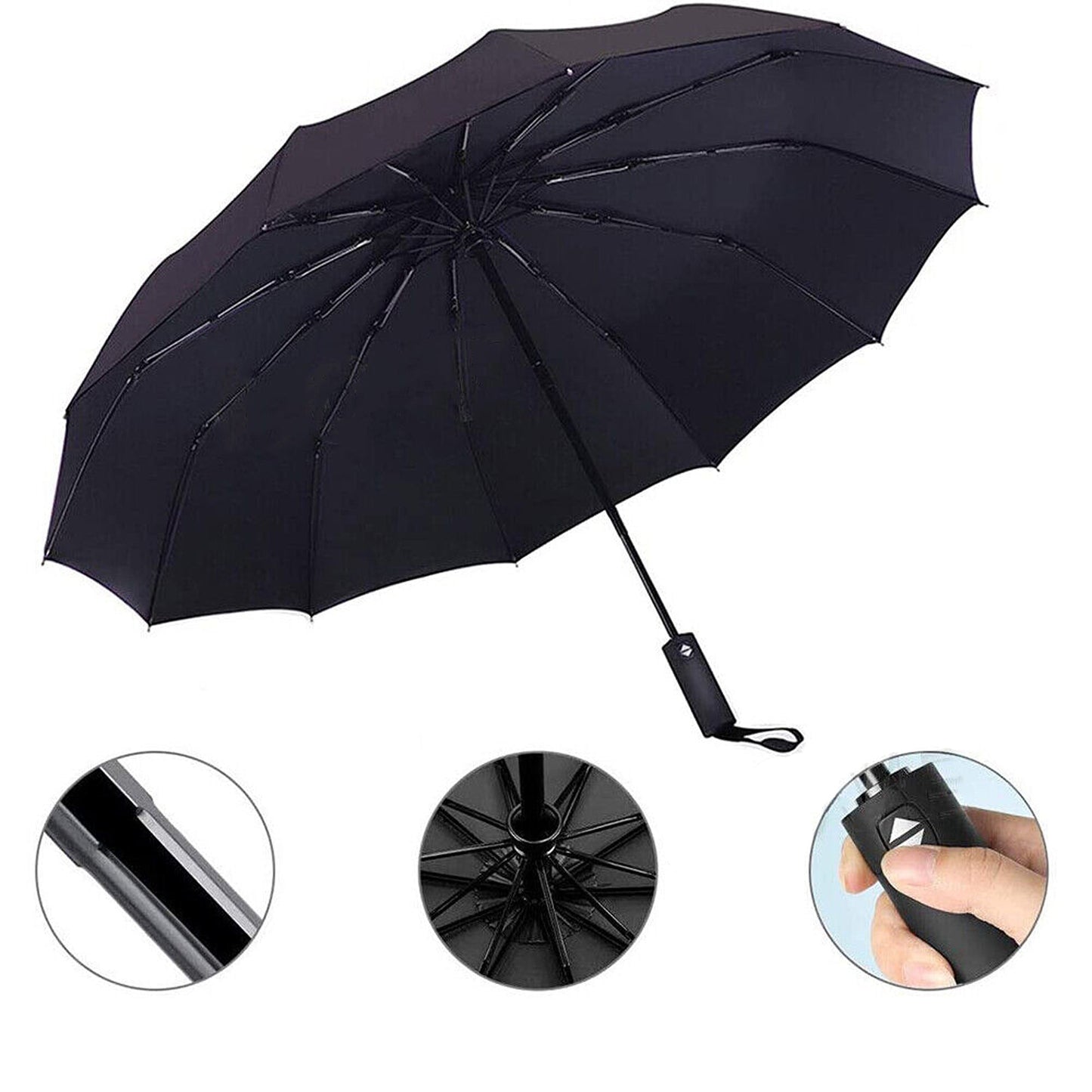 Compact Folding Umbrella Automatic Windproof With Fiberglass 12 Ribs